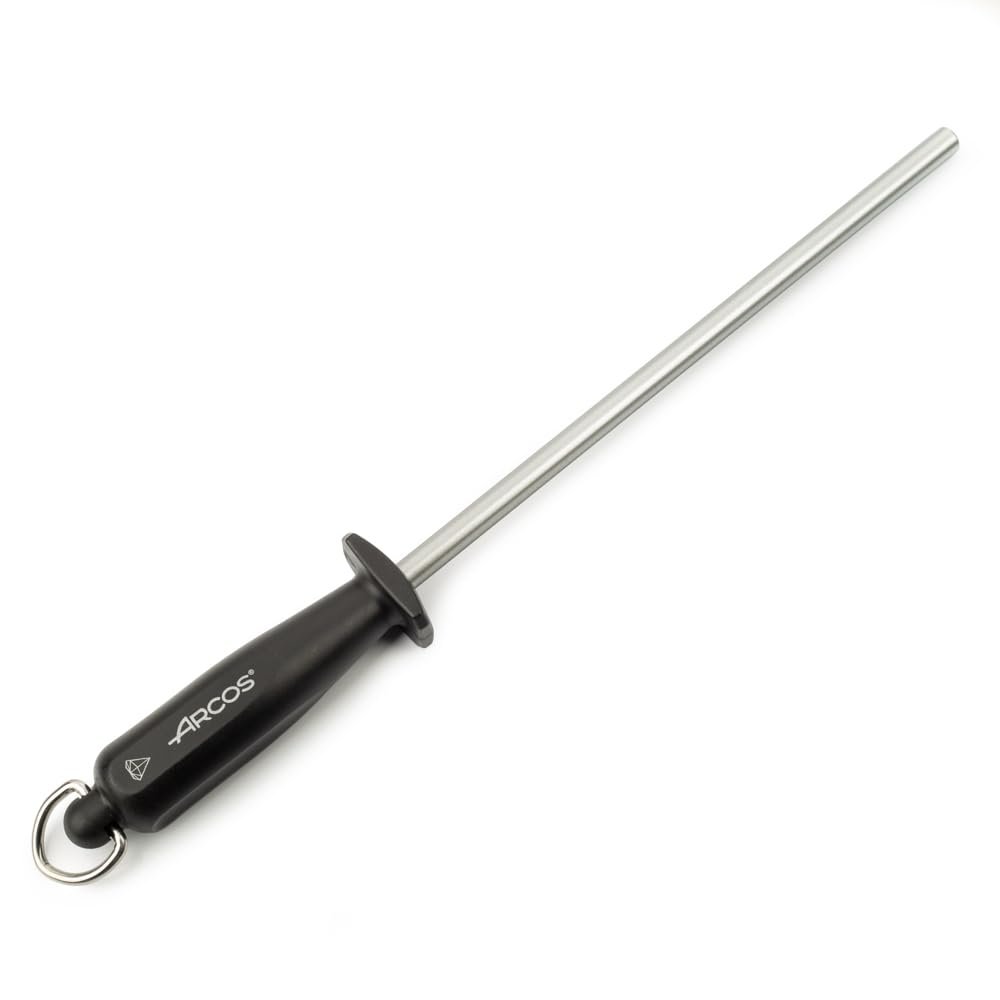 Arcos Manual Knife Sharpener  Carbon Steel and Diamond, Ergonomic Polypropylene Handle, 230 mm, for Right and Left Handed, Black, Easy and Durable Sharpening