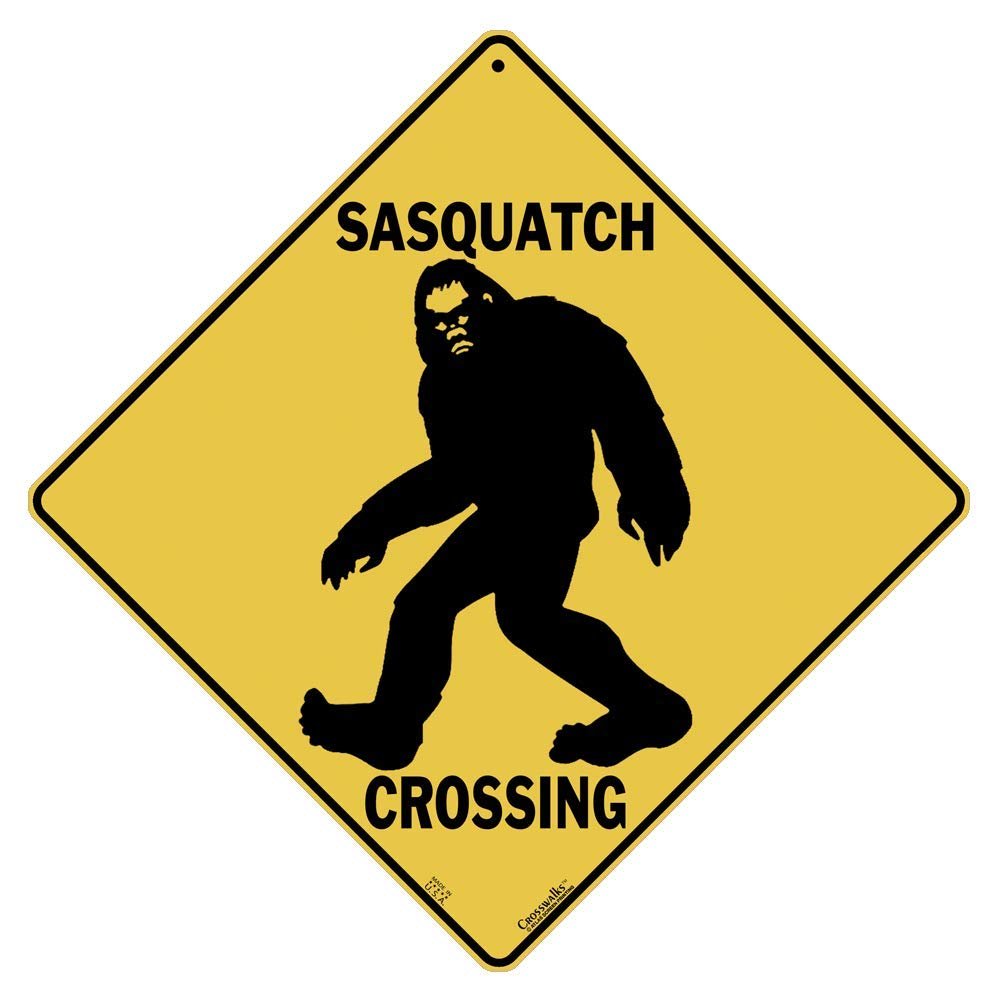 CROSSWALKS Sasquatch Crossing 12" X 12" Aluminum Sign (X384)