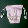 FavorOnline Fancy Decorated Satin Bag with Flower and Pearl - 10 Bags view 2