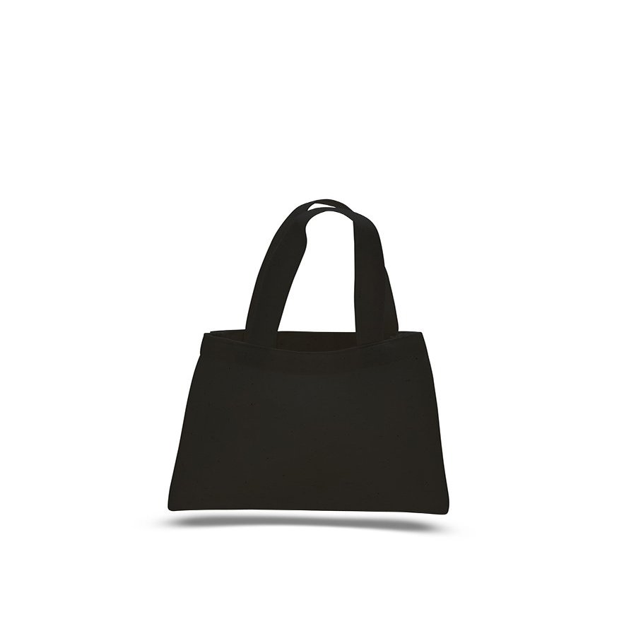 1 Dozen (Pack of 12) - Cotton Canvas Mini Tote Bag (Black)