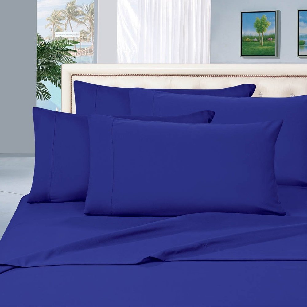 ELEGANT COMFORT Best, Softest, Coziest Bed Sheets Ever! Sale Today Only 1800 SERIES Brushed Luxury Wrinkle Resistant 4-Piece Bed Sheet Sets - Deep Pocket, California King, Royal Blue
