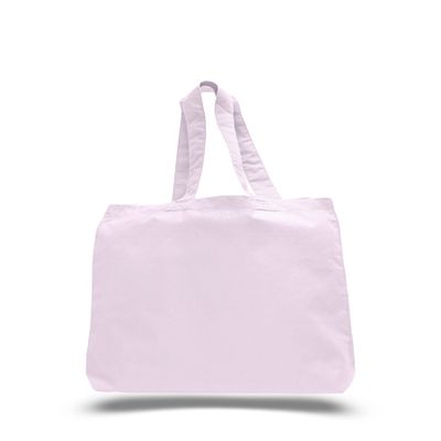 1 Dozen (Pack of 12) - Cotton Canvas Economical Tote Bag with Bottom Gusset (12, Light Pink)