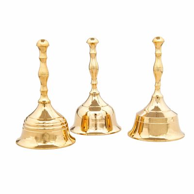 Polished Brass Hand Bell 5 Inch High for Church Dinner School Reception Wedding Parties