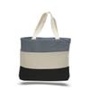 2 Dozen (Pack of 24) - Cotton Canvas Tri Color Promo Tote with Bottom Gusset (Black/Natural/Light Green, 24) view 1