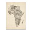 Trademark Fine Art Old Sheet Music Map of Africa by Michael Tompsett, 18x24-Inch view 1