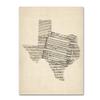 Trademark Fine Art Old Sheet Music Map of Texas by Michael Tompsett, 18x24-Inch view 1