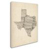 Trademark Fine Art Old Sheet Music Map of Texas by Michael Tompsett, 18x24-Inch view 2