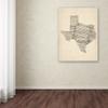 Trademark Fine Art Old Sheet Music Map of Texas by Michael Tompsett, 18x24-Inch view 3