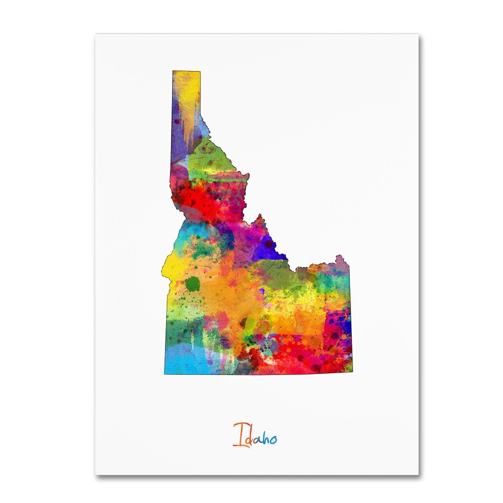 Trademark Fine Art Idaho Map by Michael Tompsett, 18x24-Inch