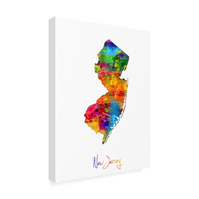 Trademark Fine Art New Jersey Map by Michael Tompsett, 18x24-Inch