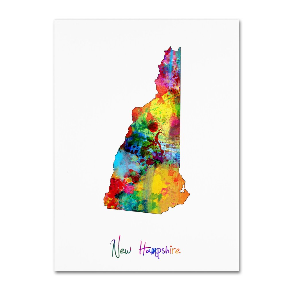 Trademark Fine Art New Hampshire Map by Michael Tompsett, 18x24-Inch