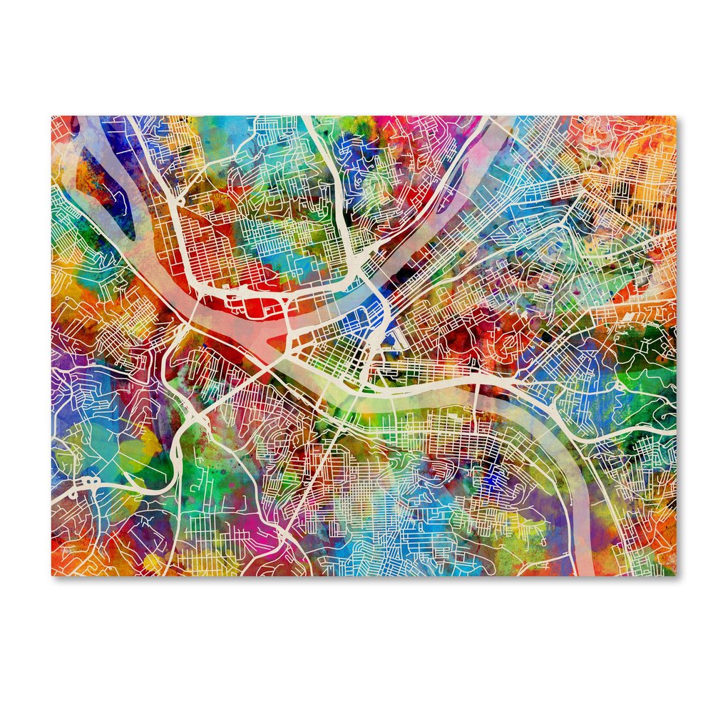 Trademark Fine Art Pittsburgh Pennsylvania Street Map by Michael Tompsett, 18x24-Inch