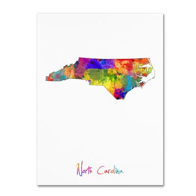 Trademark Fine Art North Carolina Map by Michael Tompsett, 18x24-Inch