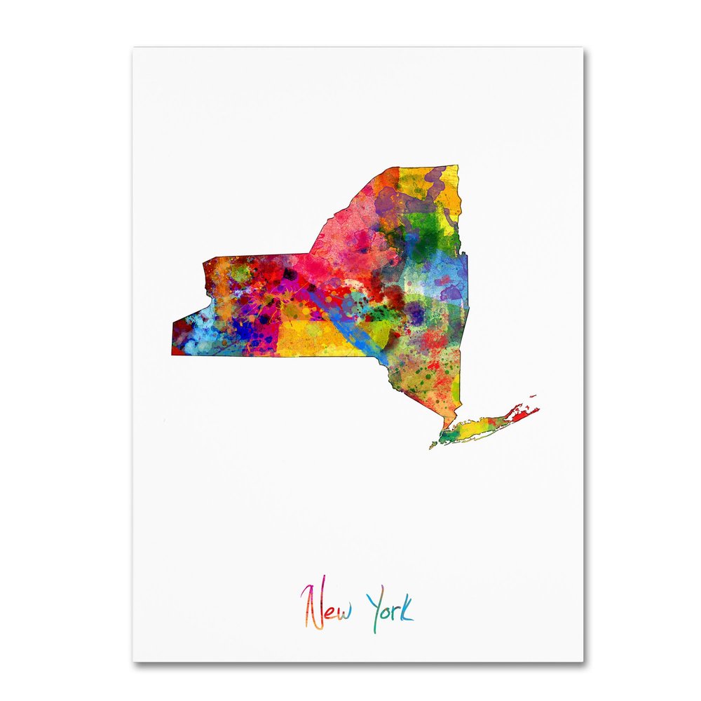 Trademark Fine Art New York Map by Michael Tompsett, 18x24-Inch