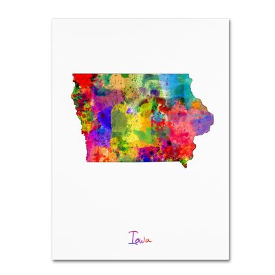 Trademark Fine Art Iowa Map by Michael Tompsett, 18x24-Inch