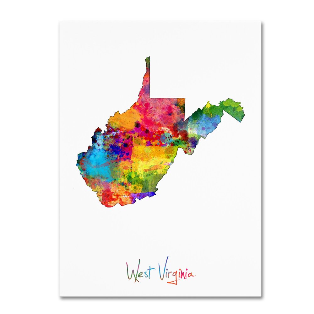 Trademark Fine Art West Virginia Map by Michael Tompsett, 18x24-Inch