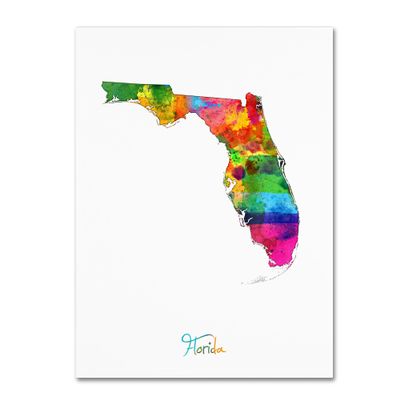 Trademark Fine Art Florida Map by Michael Tompsett, 18x24-Inch