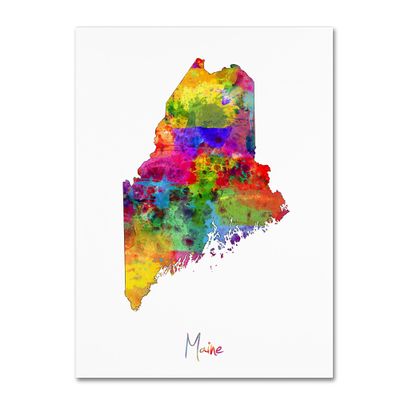 Trademark Fine Art Maine Map by Michael Tompsett, 18x24-Inch