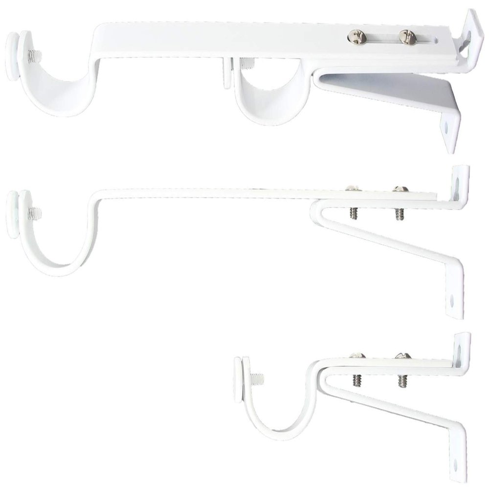 Urbanest Long Double Drapery Curtain Window Rod Bracket Holder, Up to 1.25" - Glossy White, 1 Piece