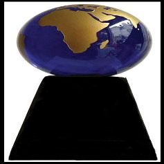 Crystal Globe Blue Color on Natural Marble Base with Gift Box
