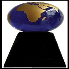 Crystal Globe Blue Color on Natural Marble Base with Gift Box