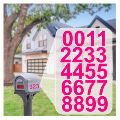 3" Inch Premium Mailbox Numbers (Hot Pink) - Waterproof Stickers for Outside Mailboxes, Personalized Numbers for Mailbox, Multi Purpose Fade Resistant Mailbox Numbers - By Custom Decal US