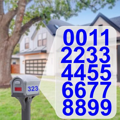 3" Inch Premium Mailbox Numbers (Blue) - Waterproof Stickers for Outside Mailboxes, Personalized Numbers for Mailbox, Multi Purpose Fade Resistant Mailbox Numbers - By Custom Decal US
