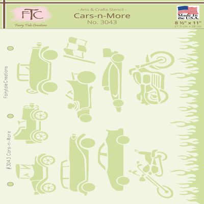 Fairytale Creations Cars-N-More Stencil, 8.5" L x 11" H
