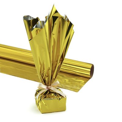 PVC/Mylar Gift Wrap Roll, 24 Inches X 8.3 Feet, Metallic Gold Pkg/6