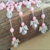 25 Pc Pink Color Baptism Favors with Angels Made with Crystal Pearls Minirosaries Silver Plated Pink Crystal Pearls/Recuerdos De Bautizo/Christening Favors/Decenarios/Decades/Finger Rosaries view 4
