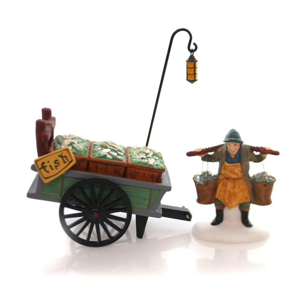 Department 56 Accessory MARKET FISH MONGER & CART Porcelain Chelsea Dickens Village 58149