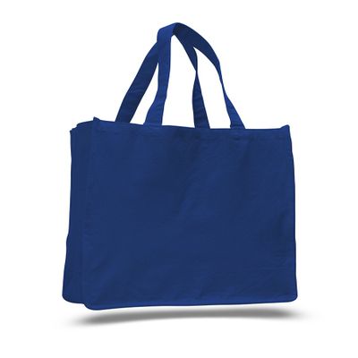 3 Dozen (Pack of 36) - Cotton Canvas Jumbo Shopper with Gusset (Royal, 36)