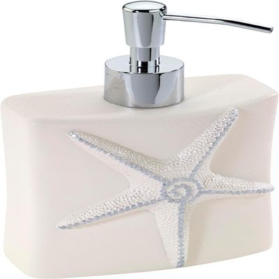 Avanti Linens - Lotion Pump/Soap Dispenser, Countertop Accessories, Seashell Inspired Bathroom Decor, Guest Bathroom Essentials (Sequin Shells Collection)