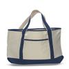 4 Dozen (Pack of 48) - Large Deluxe Tote Bag (Natural/Navy, 48) view 1