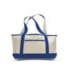 2 Dozen (Pack of 24) - Small Cotton Canvas Deluxe Tote Bag (Natural /Royal, 24) view 1