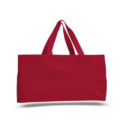 2 Dozen (Pack of 24) - Cotton Canvas Tote Bag with Gusset (Red, 24)