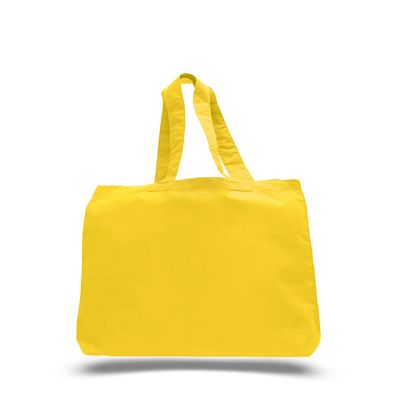 4 Dozen (Pack of 48) - Economical Tote Bag with Bottom Gusset (Yellow, 48)