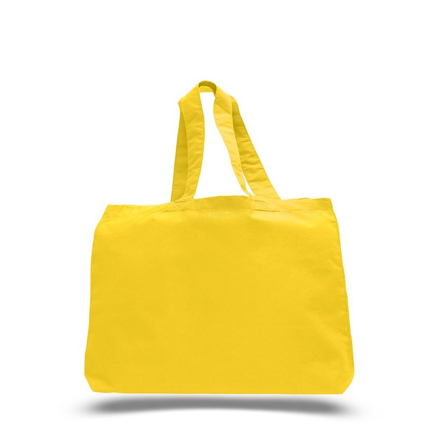 4 Dozen (Pack of 48) - Economical Tote Bag with Bottom Gusset (Yellow, 48)