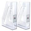 Acrimet Magazine File Holder  Vertical Rack for Documents, Folders and Mail, Durable Plastic Desk Organizer for Office & Home, Clear Crystal (2 Pack) view 1