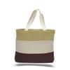 5 Dozen (Pack of 60) - Tri Color Promo Tote with Bottom Gusset (Chocolate/Natural/Khaki, 60) view 1