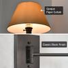Kira Home Cambridge 15" Swing Arm Wall Lamp - Plug in/Wall Mount, Opaque Paper Shade, 150W 3-Way + Cord Covers, Black Finish view 2