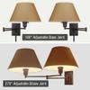 Kira Home Cambridge 15" Swing Arm Wall Lamp - Plug in/Wall Mount, Opaque Paper Shade, 150W 3-Way + Cord Covers, Black Finish view 3