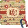 Personalized Chevron & Fall Flowers Square Fridge Magnet view 1