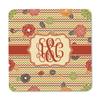 Personalized Chevron & Fall Flowers Square Fridge Magnet view 2