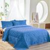 Home Soft Things Oversized King 4 Piece Faux Fur Quilted Tatami Bedspread Bedding Set, Soft Plush Warm Breathable Durable Quilt Coverlet Set with Matching Shams Pillows, 120" x 120", Palace Blue view 2