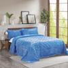 Home Soft Things Oversized King 4 Piece Faux Fur Quilted Tatami Bedspread Bedding Set, Soft Plush Warm Breathable Durable Quilt Coverlet Set with Matching Shams Pillows, 120" x 120", Palace Blue view 3
