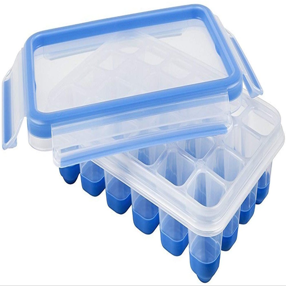 Emsa Clip and Close 2.0 Ice Cubes Box, Plastic, Blue/Transparent