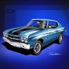 197O CHEVELLE SS 454 - MULSANNA BLUE - STOCK WHEELS - ART PRINT POSTER BY ARTIST DANNY WHITFIELD - SIZE 20 X 30 view 1