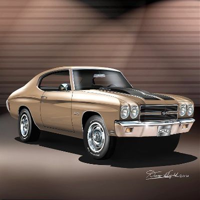 1970 CHEVELLE SS - DESERT SAND - ART PRINT POSTER BY ARTIST DANNY WHITFIELD - SIZE 20 X 30