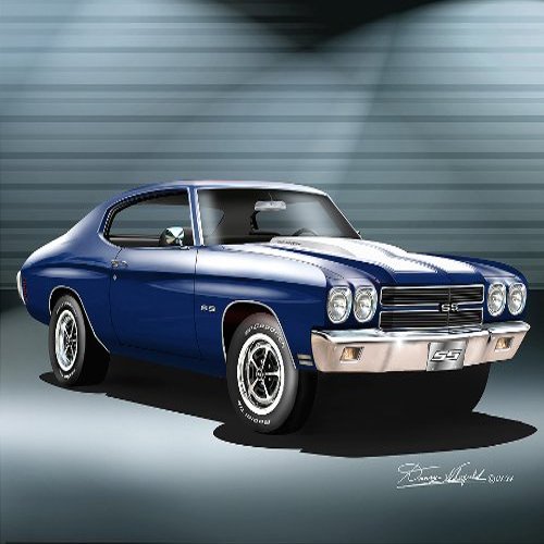 1970 CHEVELLE SS - FATHOM BLUE - ART PRINT POSTER BY ARTIST DANNY WHITFIELD - SIZE 20 X 30